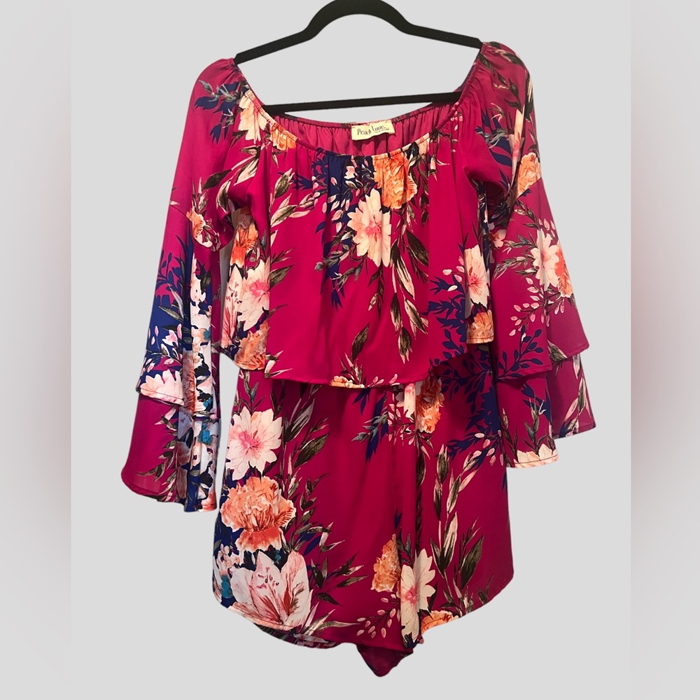 Peach Love California Bell Sleeve Romper Small